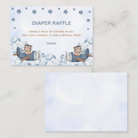 ヴィンテージ旅行機赤ちゃんシャワーおむつラッフル エンクロージャーカード (正面/裏面)