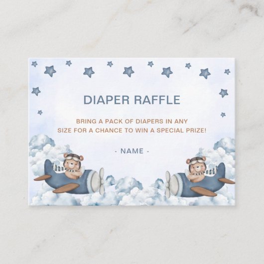 ヴィンテージ旅行機赤ちゃんシャワーおむつラッフル エンクロージャーカード (正面)
