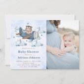 ヴィンテージ旅行機赤ちゃんシャワーパーティー写真 招待状 (正面)