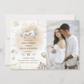 ヴィンテージ旅行機赤ちゃんシャワーパーティー写真 招待状 (正面)