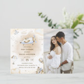 ヴィンテージ旅行機赤ちゃんシャワーパーティー写真 招待状 (スタンド正面)