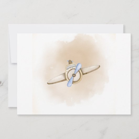 ヴィンテージ旅行機赤ちゃんシャワーパーティー写真 招待状 (裏面)