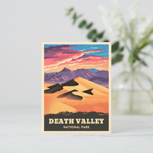 ヴィンテージ旅行死の谷ナショナルパークサンセット ポストカード (スタンド正面)