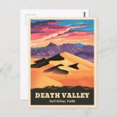 ヴィンテージ旅行死の谷ナショナルパークサンセット ポストカード (正面/裏面)