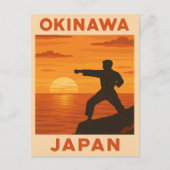 ヴィンテージ旅行沖縄日本空手レトロ夕日 ポストカード (正面)