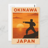 ヴィンテージ旅行沖縄日本空手レトロ夕日 ポストカード (正面/裏面)
