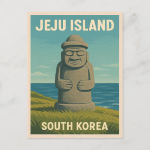 ヴィンテージ旅行済州島像韓国レトロ ポストカード