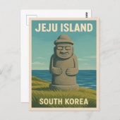ヴィンテージ旅行済州島像韓国レトロ ポストカード (正面/裏面)