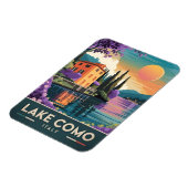 ヴィンテージ旅行湖コモイタリアサンセットシーニック マグネット (左側)