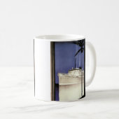 ヴィンテージ旅行熱帯巡航船とヤシの木 コーヒーマグカップ (正面右)