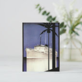 ヴィンテージ旅行熱帯巡航船とヤシの木 ポストカード (スタンド正面)