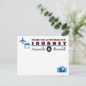 ヴィンテージ旅行結婚をテーマにしたサンキューカード ポストカード (スタンド正面)