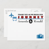 ヴィンテージ旅行結婚をテーマにしたサンキューカード ポストカード (正面/裏面)