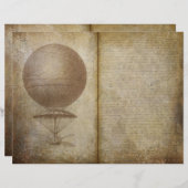 ヴィンテージ旅行者ホットエアバルーンジャーナルページ (正面/裏面)