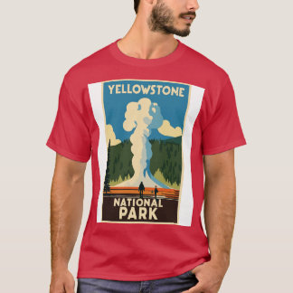 ヴィンテージ旅行芸術イエローストーン国立P Tシャツ