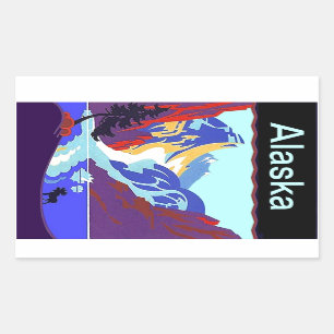 ヴィンテージ旅行荷物のステッカーのアラスカのスクラップブック 長方形シール