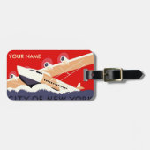 ヴィンテージ旅行荷物のラベルの赤 ラゲッジタグ (正面横)