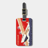 ヴィンテージ旅行荷物のラベルの赤 ラゲッジタグ (正面縦)