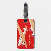 ヴィンテージ旅行荷物のラベルの赤 ラゲッジタグ (裏面縦)