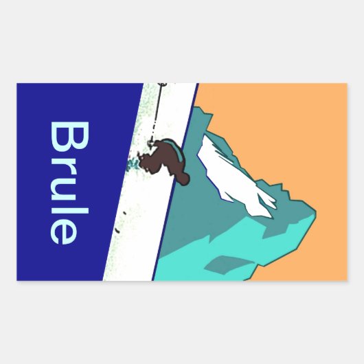 ヴィンテージ旅行荷物ステッカーBrule Mtnsスキー 長方形シール (正面)