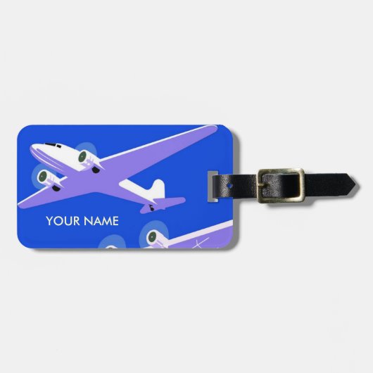 ヴィンテージ旅行荷物タグブルー ラゲッジタグ (正面横)