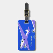 ヴィンテージ旅行荷物タグブルー ラゲッジタグ (正面縦)