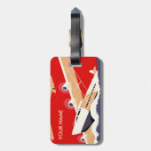 ヴィンテージ旅行荷物タグレッド ラゲッジタグ (裏面縦)