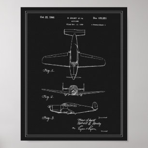 ヴィンテージ旅行計画飛行機特許ポスター ポスター