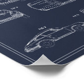 ヴィンテージ旅行設計図アートスポーツカー特許 ポスター (角)