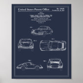ヴィンテージ旅行設計図アートスポーツカー特許 ポスター (正面)