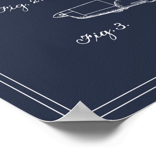 ヴィンテージ旅行設計図アート1940飛行機特許 ポスター (角)