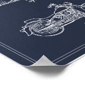 ヴィンテージ旅行設計図オートバイ特許 ポスター (角)