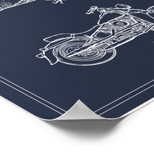 ヴィンテージ旅行設計図オートバイ特許 ポスター (角)