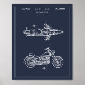 ヴィンテージ旅行設計図オートバイ特許 ポスター (正面)