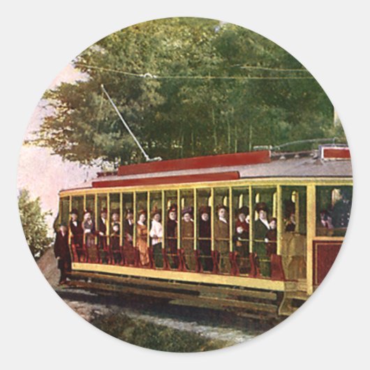 ヴィンテージ旅行輸送電気トロリー ラウンドシール (正面)