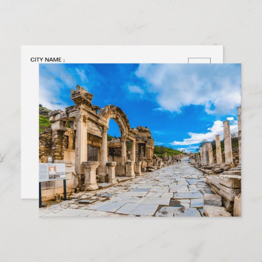 ヴィンテージ旅行都市イズミールターキーエフェスアクロポリス ポストカード (正面/裏面)