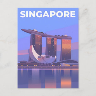 ヴィンテージ旅行都市シンガポールのスカイラインレトロ ポストカード