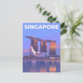 ヴィンテージ旅行都市シンガポールのスカイラインレトロ ポストカード (スタンド正面)