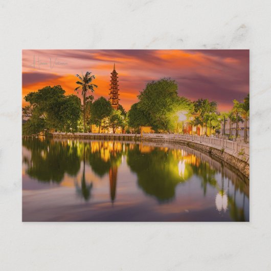 ヴィンテージ旅行都市ハノイのベトナムのレトロバケーション ポストカード (正面)