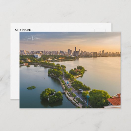 ヴィンテージ旅行都市ハノイのベトナムのレトロバケーション ポストカード (正面/裏面)