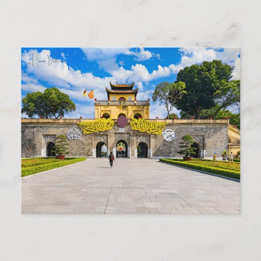 ヴィンテージ旅行都市ハノイのベトナムのレトロバケーション ポストカード (正面)