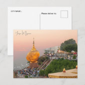 ヴィンテージ旅行都市ヤンゴンミャンマー仏教祭壇 ポストカード (正面/裏面)