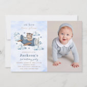 ヴィンテージ旅行飛行機の誕生日パーティー写真 招待状 (正面)