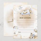 ヴィンテージ旅行飛行機タイムカプセルノートカード 招待状 (正面/裏面)