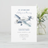ヴィンテージ旅行飛行機ベビーシャワー招待状 招待状 (スタンド正面)