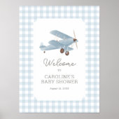 ヴィンテージ旅行飛行機ベビーシャワー歓迎サイン ポスター (正面)