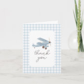 ヴィンテージ旅行飛行機ベビーシャワー サンキューカード (正面)