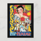 ヴィンテージ旅行1937パナマカーニバルパーティー女性 ポストカード (正面)