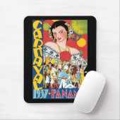 ヴィンテージ旅行1937パナマカーニバルパーティー女性 マウスパッド (マウス)