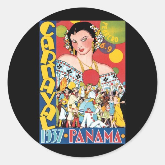ヴィンテージ旅行1937パナマカーニバルパーティー女性 ラウンドシール (正面)